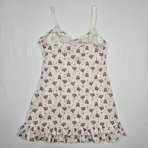 Anthropologie Cream Pink Floral Tank Top Blouse Size S Ruffle Trim